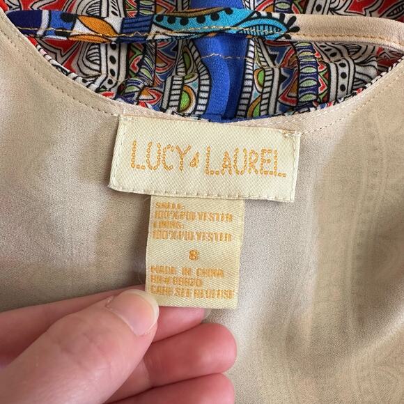 Lucy & Laurel Women’s Size 8 Boho Tribal Print Mini Dress Adjustable Straps - Picture 2 of 9